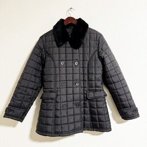 Vintage 80s Rainbow West Quilted Faux Fur Collar Jacket